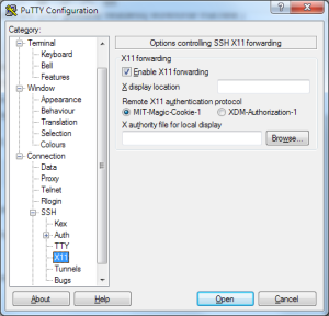 PuTTY X11 forwarding configuration